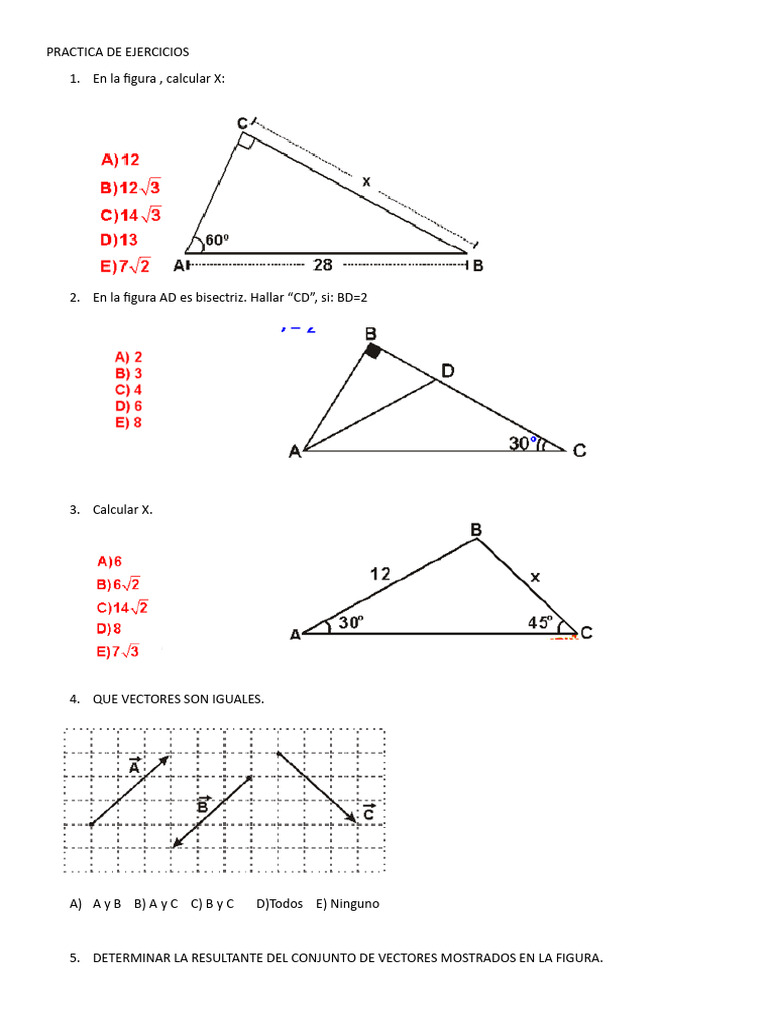 PRACTICA DE EJERCICIOS VECTORES Facilito | PDF