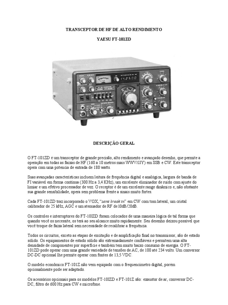 Yaesu FT-101ZD Manual operação-BR | PDF | Frequência | Física