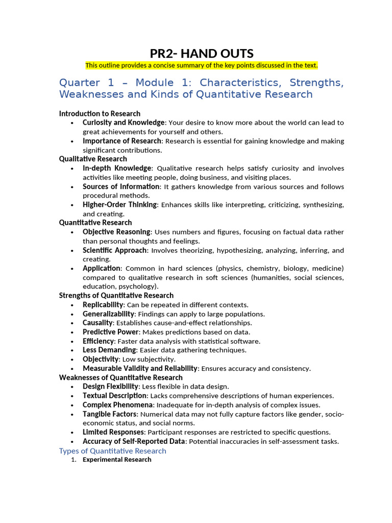 Key Aspects of Quantitative Research | PDF | Quantitative Research ...