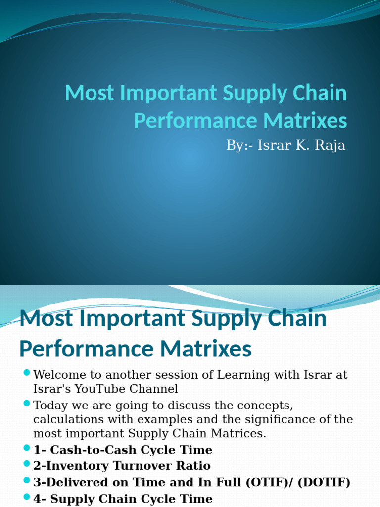 Key Supply Chain Performance Metrics | PDF | Inventory | Performance ...