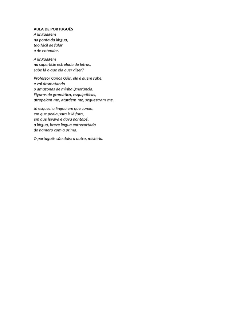 Aula de Português | PDF | Artes Linguísticas e Disciplina