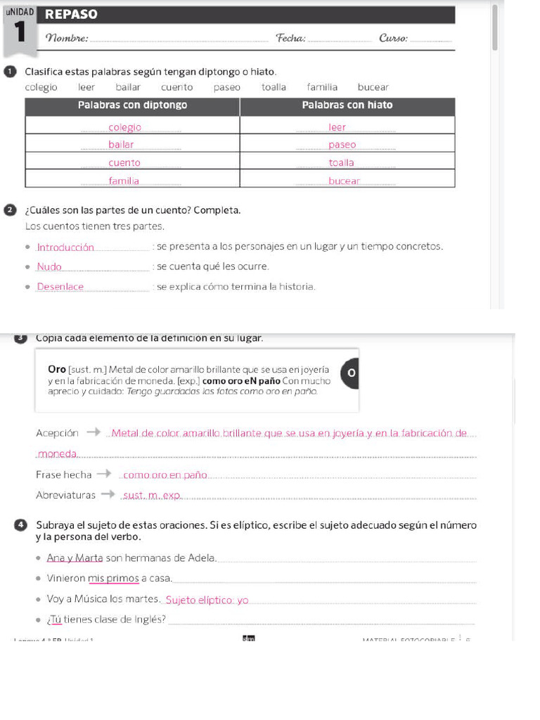 Repaso Tema 1 Lengua | PDF