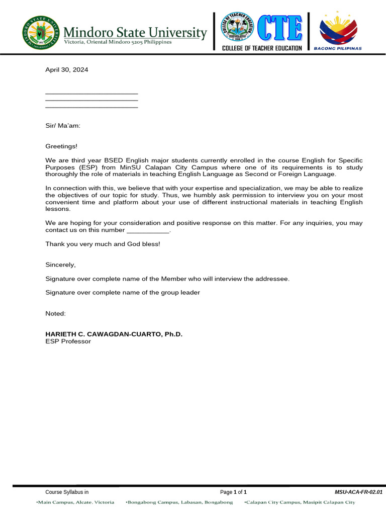 Interview Request: ESP Teaching Materials | PDF