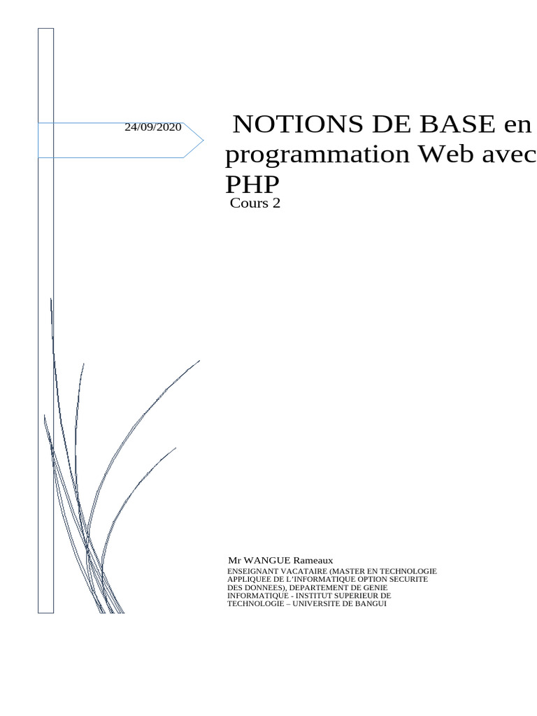PHP: Notions de Base en Programmation Web | PDF | PHP | Booléen