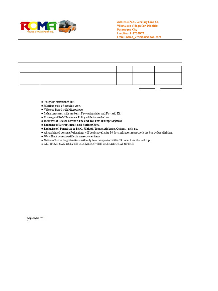 Minibus Quotation for May 2024 Trip | PDF | Road Transport | Transport