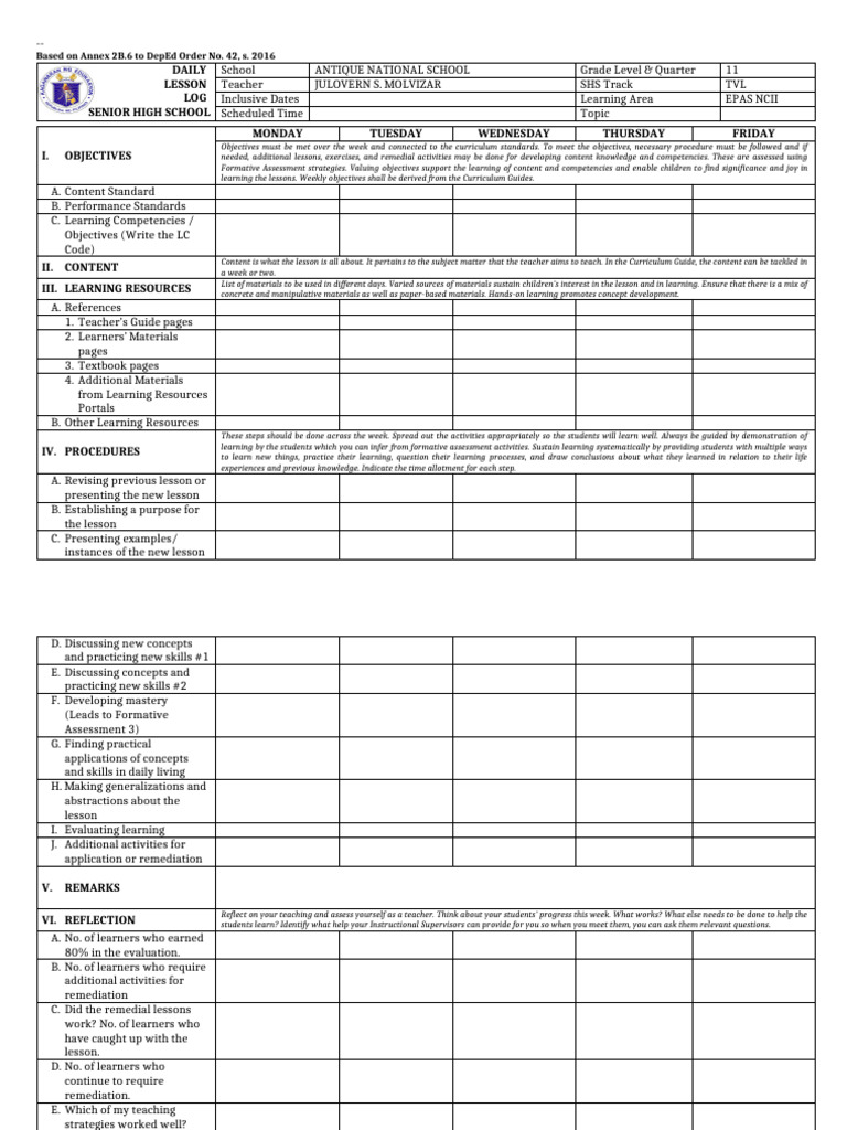 SHS Daily Lesson Log DLL Template | PDF | Learning | Cognitive Science