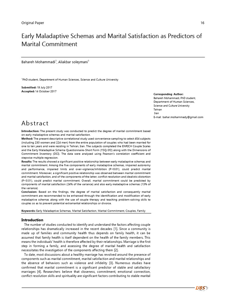Marital Commitment Predictors | PDF | Statistical Inference | Applied ...