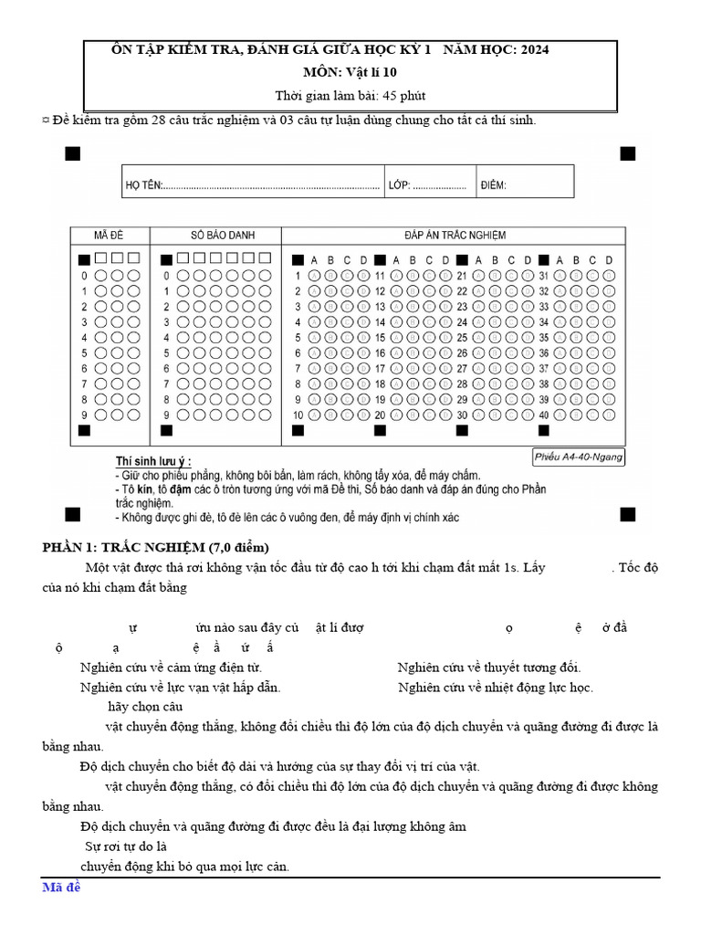 ĐỀ SỐ 05 HS GKI | PDF