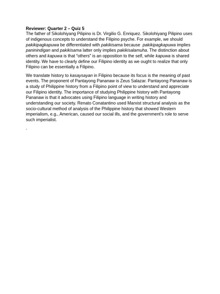 Reviewer Quarter 2 Quiz 5 | PDF | Social Science