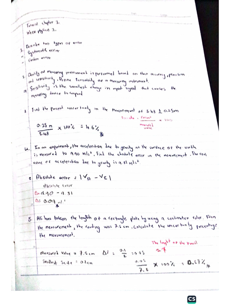 Physics Tutorial 1 | PDF