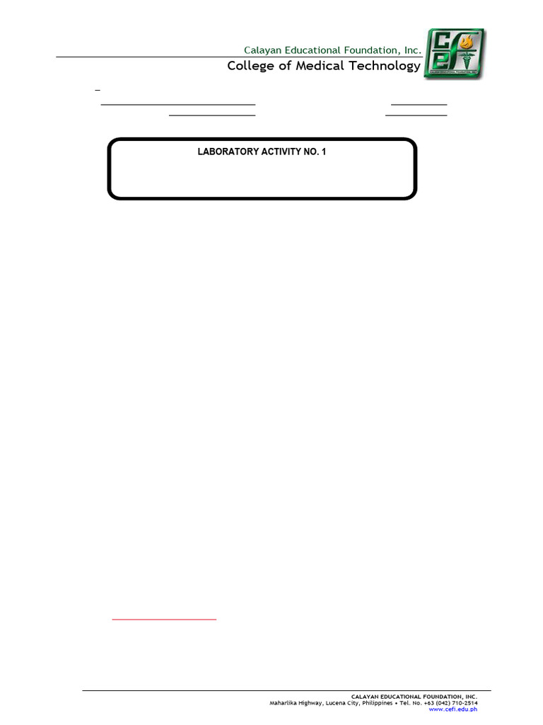 CC101 Lab. Activity No. 1 | PDF | Laboratories | Glasses