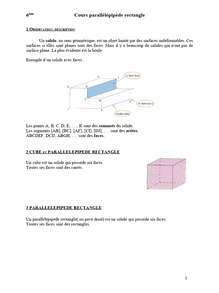 Volume et patron du parallélépipède | PDF | Litre | Formes géométriques