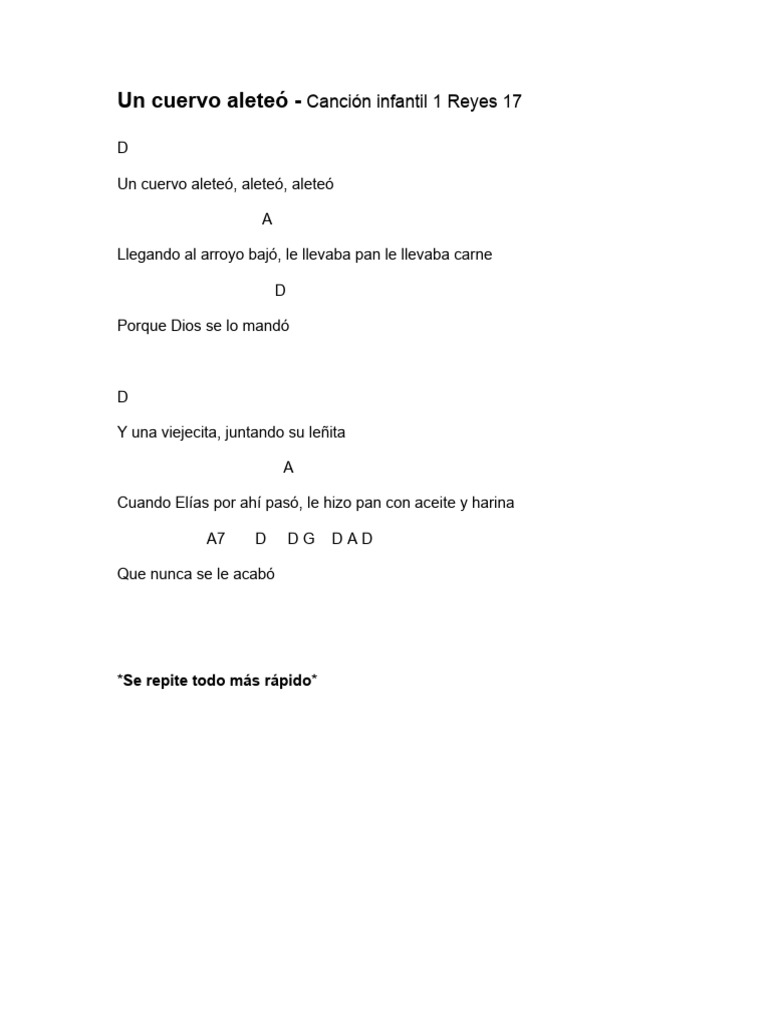 Un cuervo aleteó - Canción infantil | PDF