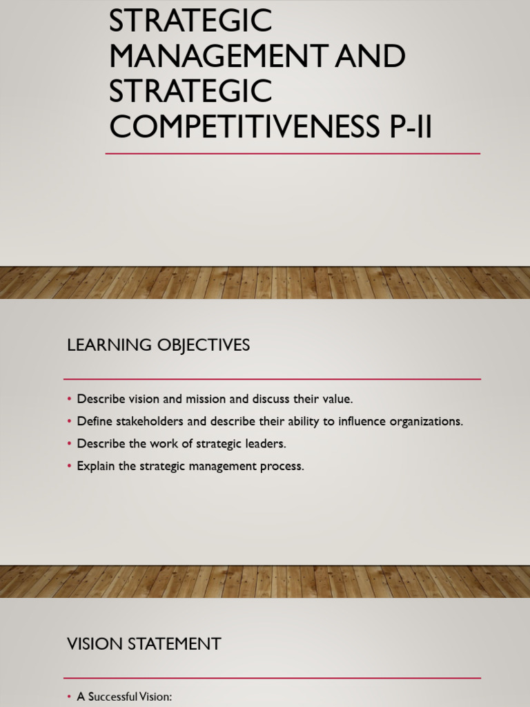 Strategic Management and Competitiveness Guide | PDF | Stakeholder ...