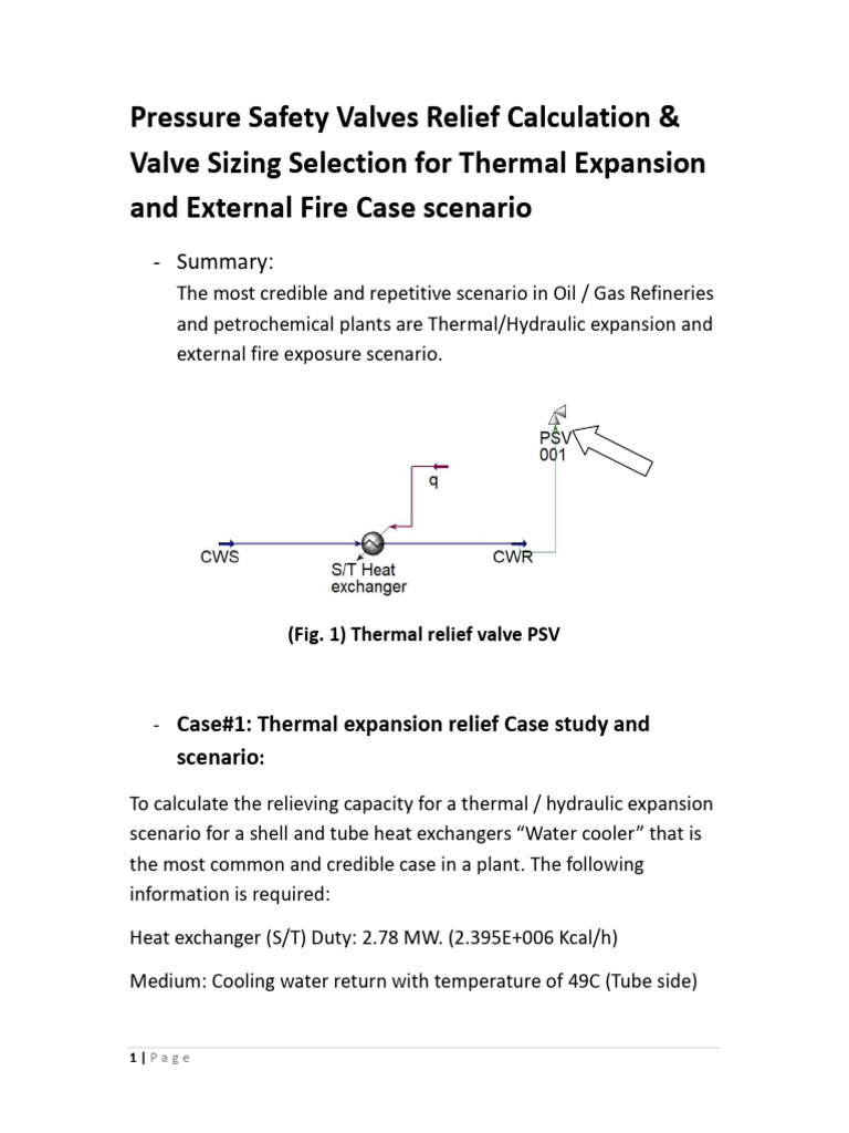 PSV Sizing for Thermal and Fire Cases | PDF | Heat Exchanger | Valve