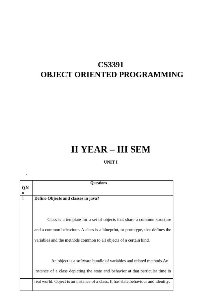 II-YEAR-III-SEM-CS8391-OBJECT-ORIENTED-PROGRAMMING Print | PDF | Class ...