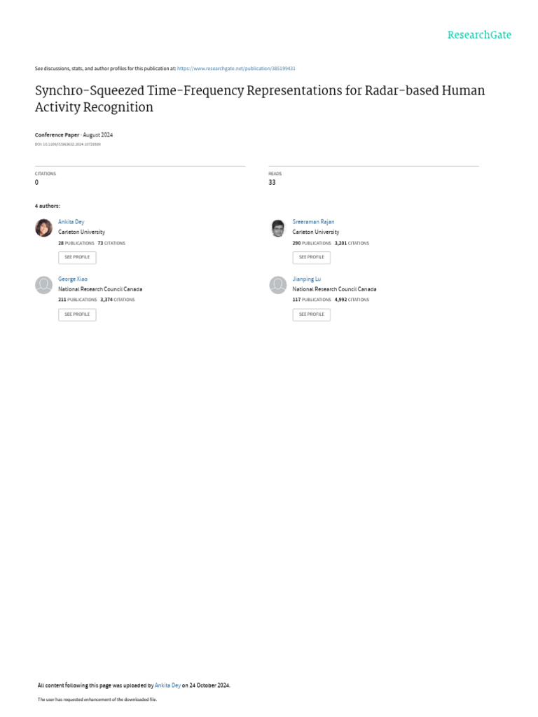 Synchro-Squeezed Time-Frequency Representations For Radar-Based Human ...