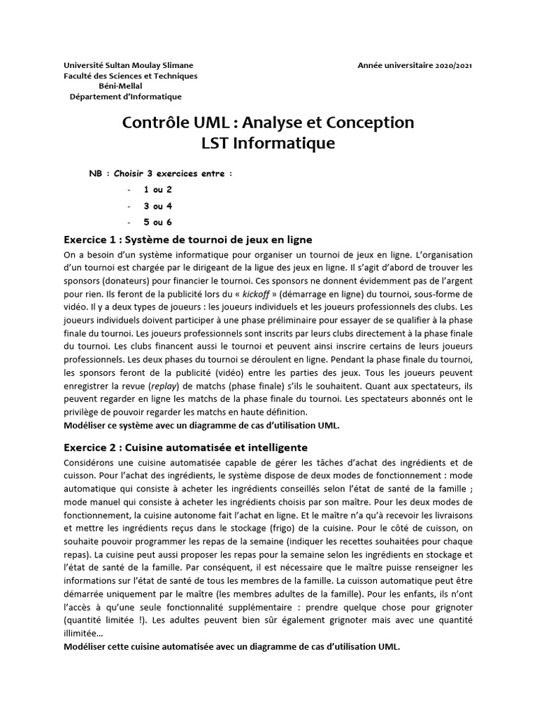 Modèles UML pour systèmes informatiques | PDF | Langage de Modélisation ...