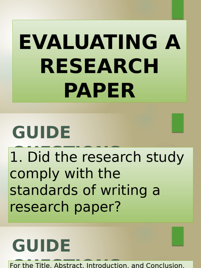 Research Paper Evaluation Guide | PDF | Methodology | Data