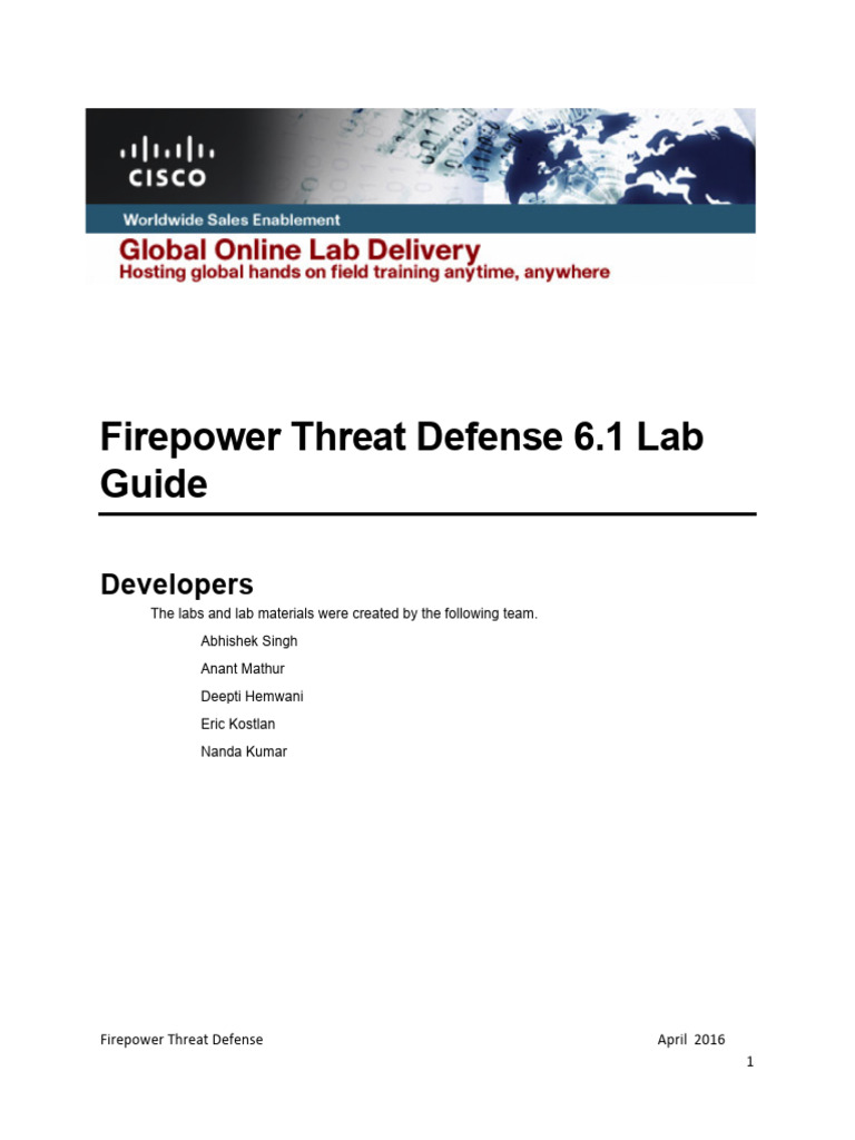 Firepower Threat Defense 6.1 Lab Guide | PDF | Ip Address | I Pv6