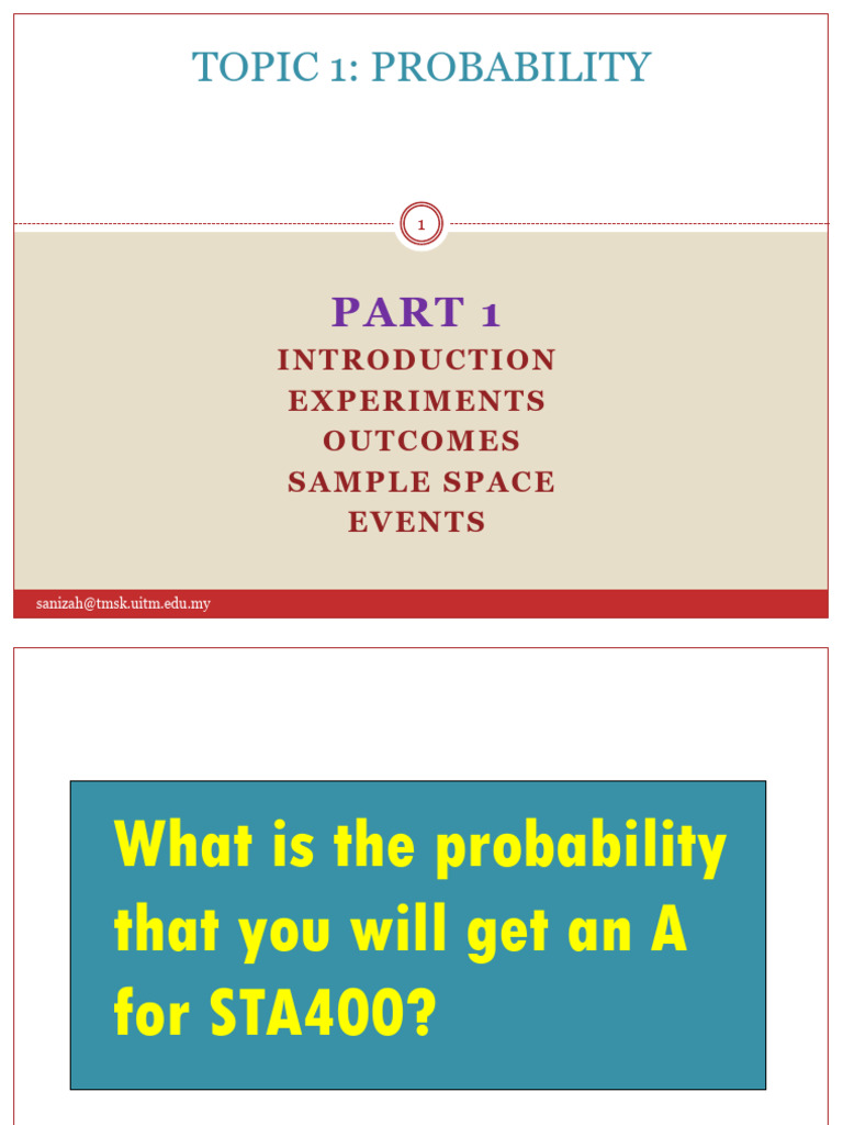 Topic 1 probability experiments outcomes sample space events pdf