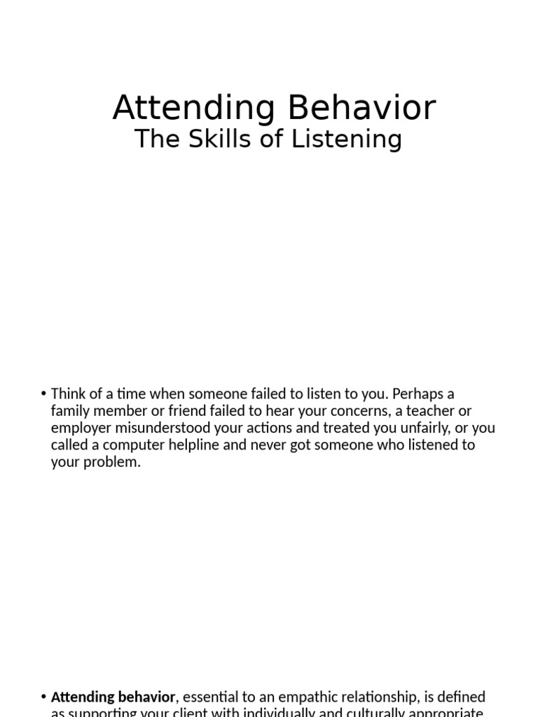 Attending Behavior The Skills of Listening | PDF | Body Language ...