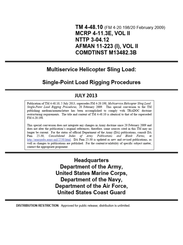 Multiservice Sling Load Procedures | PDF | Humvee | Trailer (Vehicle)