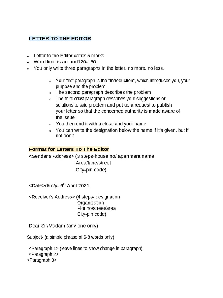 Guide to Writing Letters to the Editor | PDF