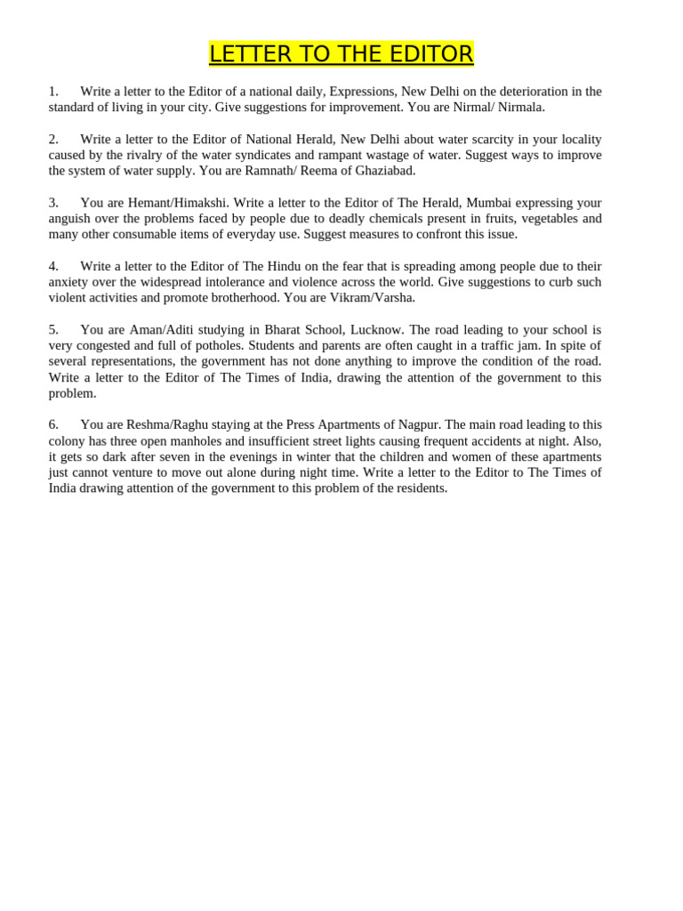 Letters Addressing Local Issues | PDF