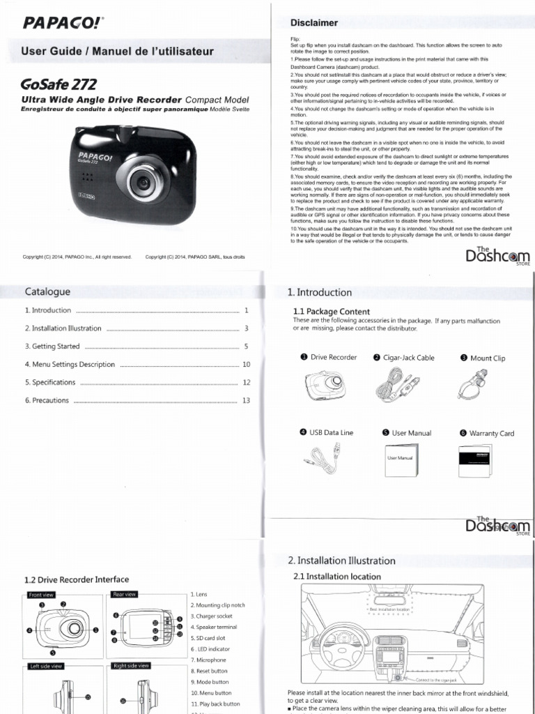 Papago GoSafe 272 User Manual English | PDF