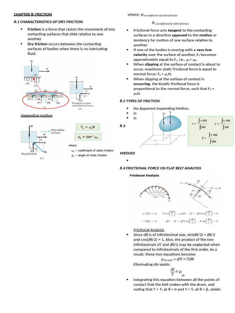 Understanding Dry Friction and Centroids | PDF | Friction | Force