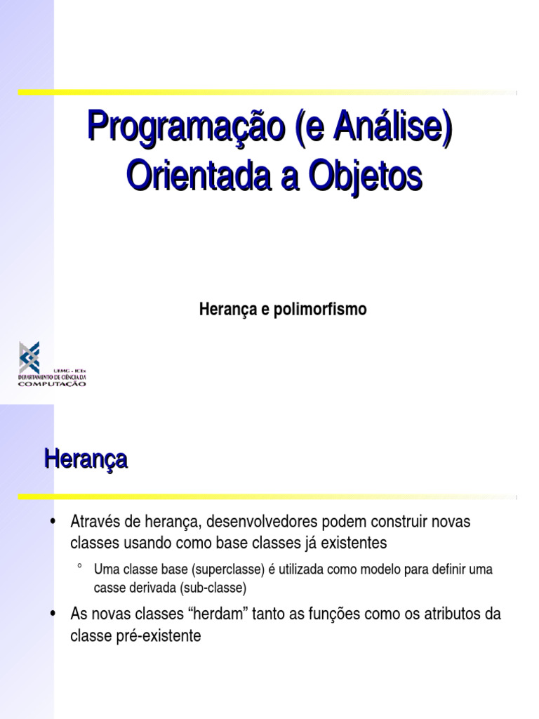 Herança e Polimorfismo em OOP | PDF | Classe (programação de ...