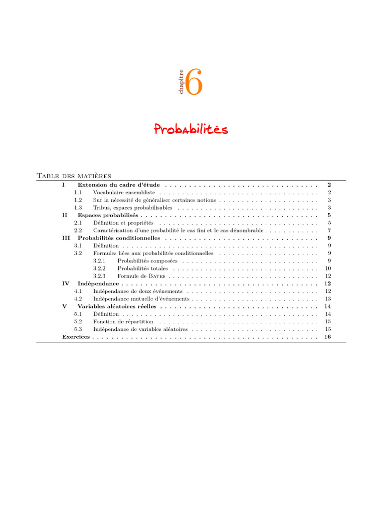 06 Probas Full | PDF | Théorie des probabilités | Probabilité