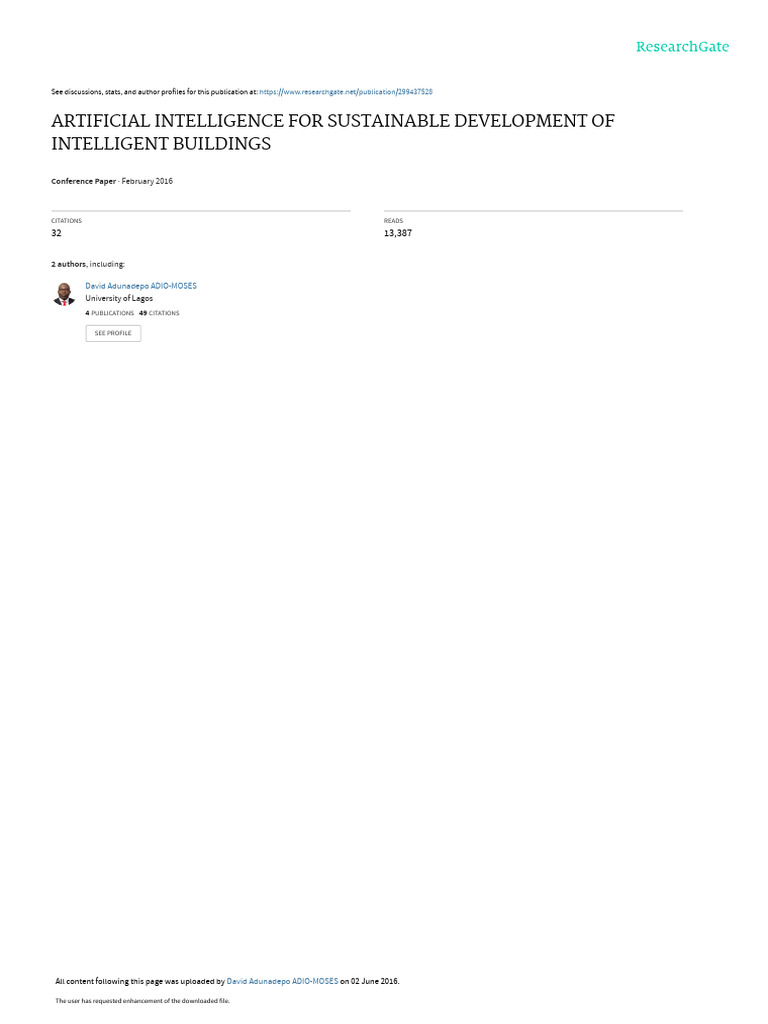 Artificial Intelligence For Sustainable Development of Intelligent ...