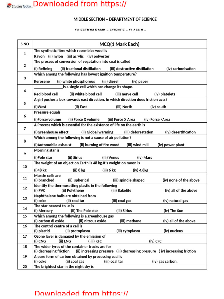CBSE Class 8 Science Worksheet Set E | PDF | Petroleum | Combustion