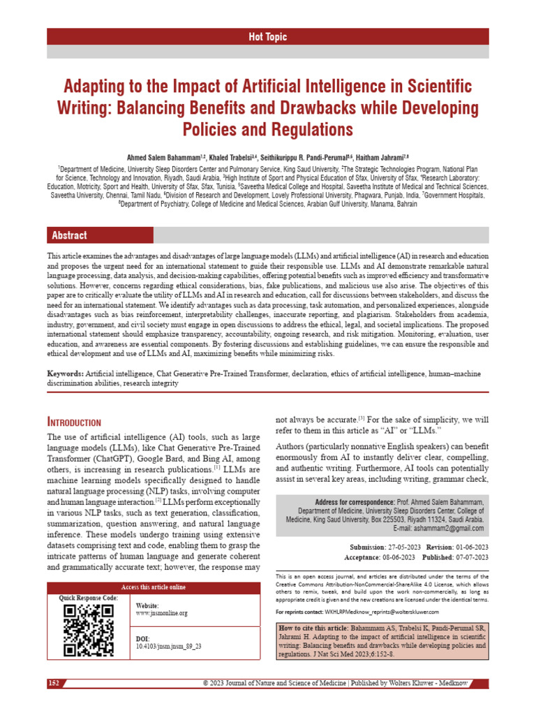 Adapting To The Impact of Artificial Intelligence in Scientific Writing ...