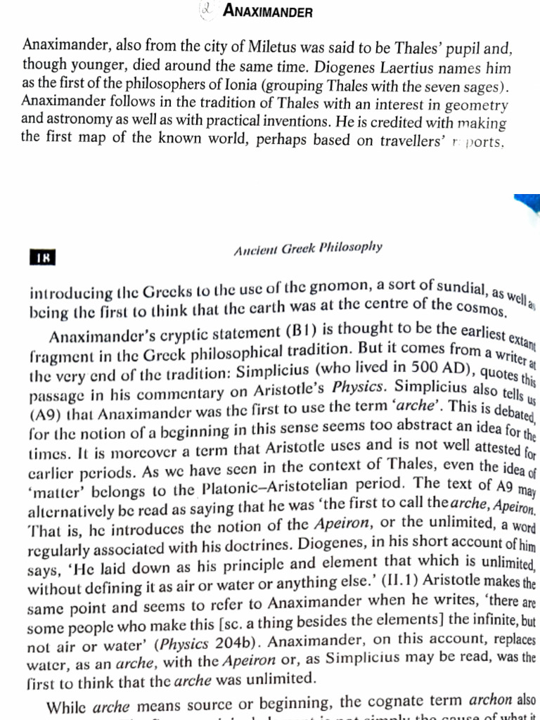 Anaximander Of Vijay Tankga Pdf Ancient Greek Philosophy Metaphysics