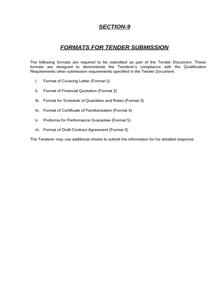 Tender Submission Formats for KRIDE | PDF | Justice | Crime & Violence