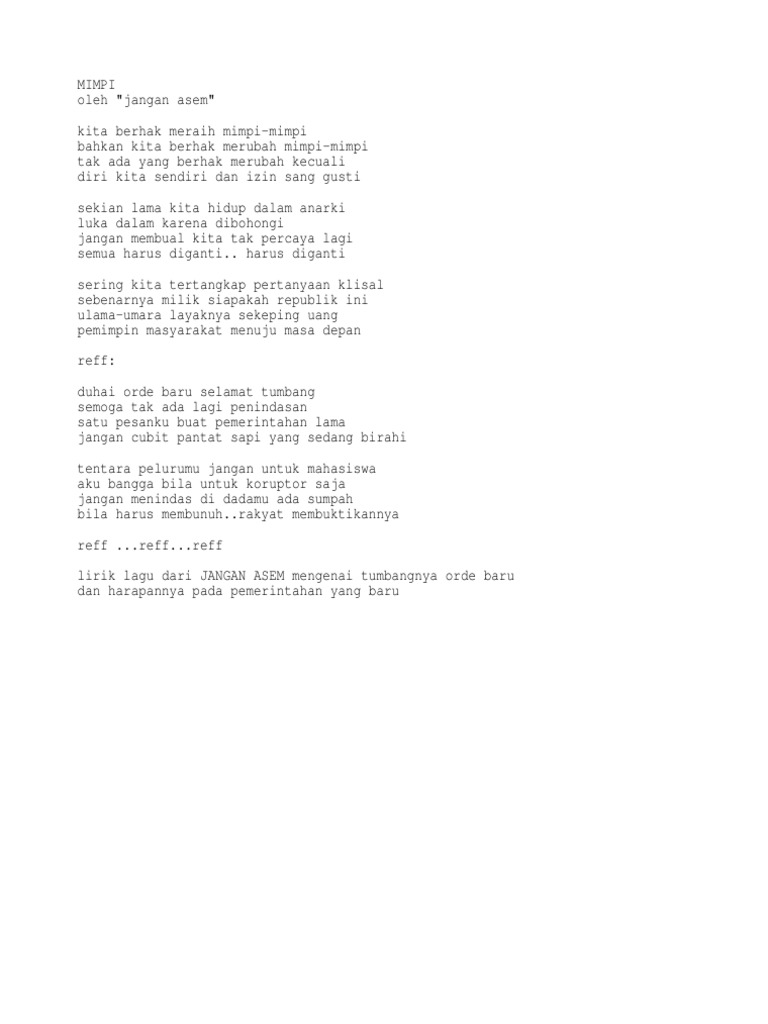 Jangan Asem Mimpi