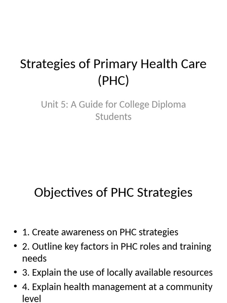 PHC Strategies Presentation | PDF | Health Care | Social Programs