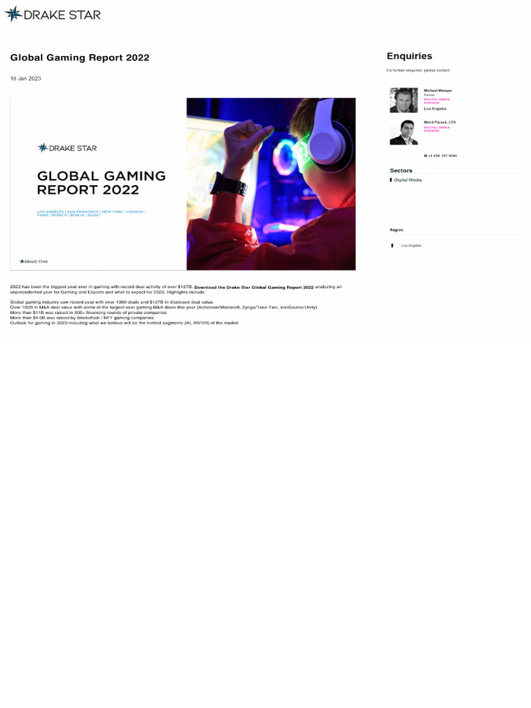 Global Gaming Report 2022 | PDF