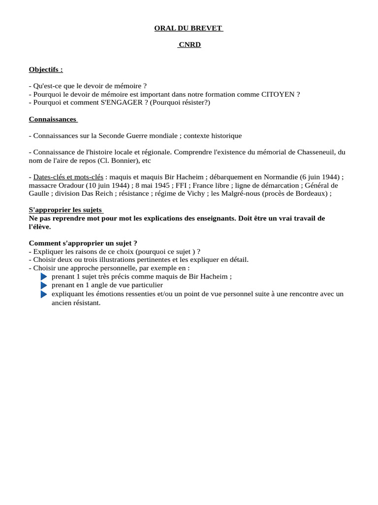 Devoir de mémoire et engagement citoyen | PDF
