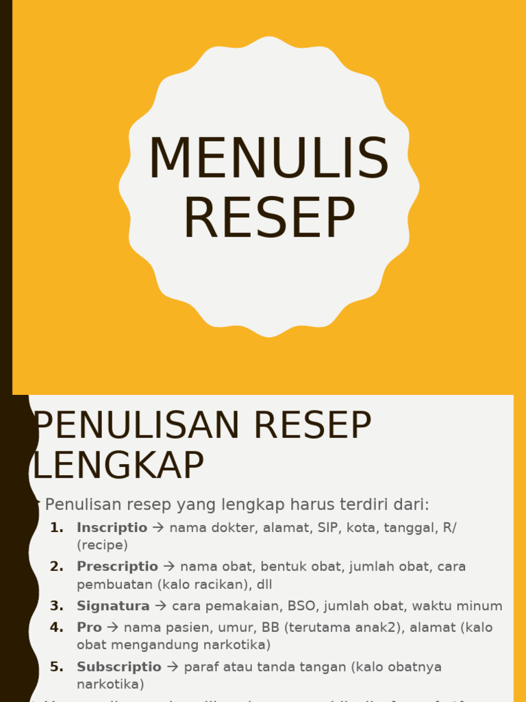 Panduan Lengkap Penulisan Resep | PDF