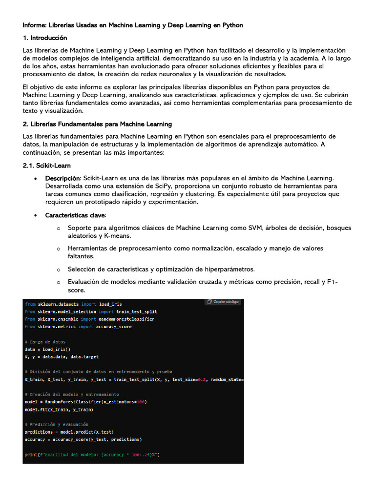 Librerías de Machine Learning en Python | PDF | Aprendizaje automático ...