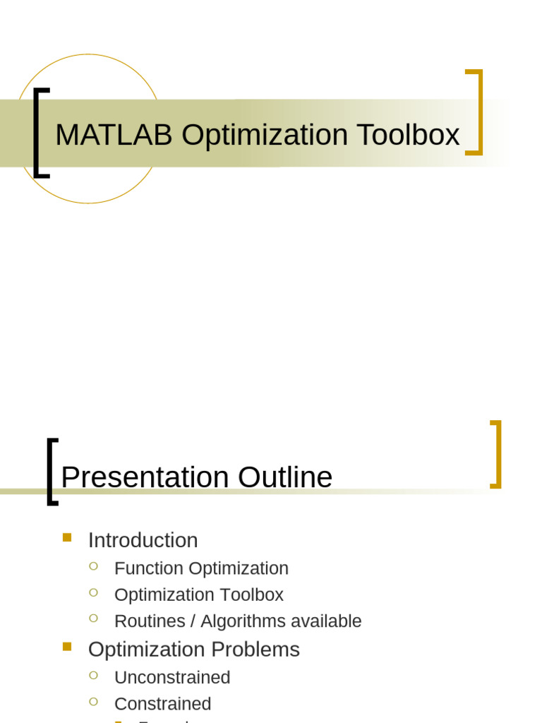MATLAB Optimization Toolbox Guide | PDF | Mathematical Optimization ...