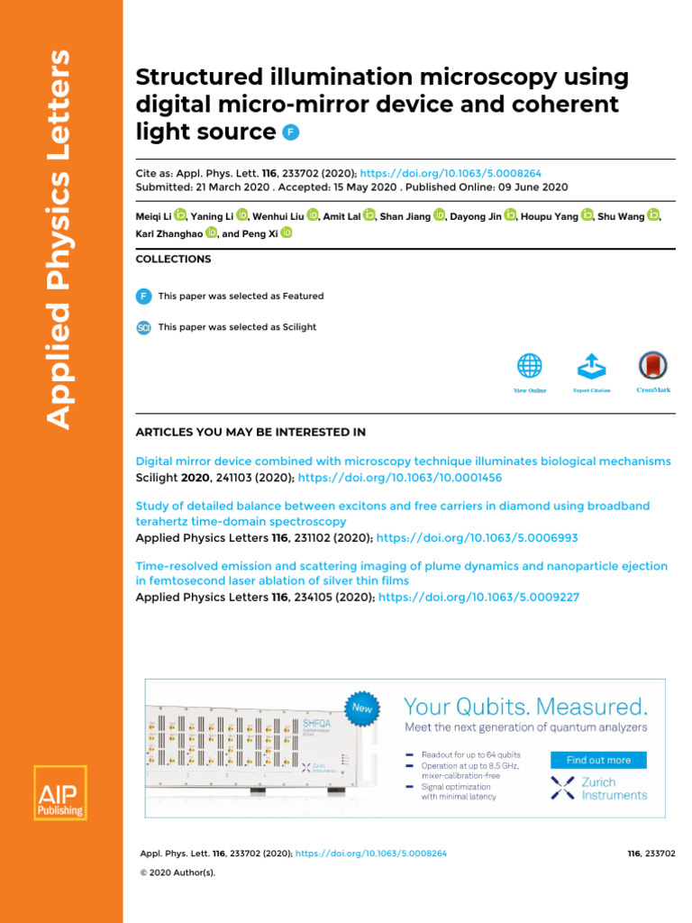 DMD-Based Structured Illumination Microscopy | PDF | Diffraction ...