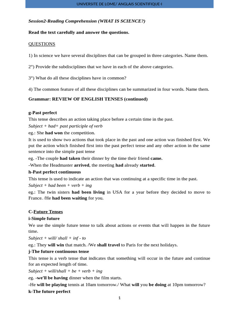 Session Two | PDF | Grammatical Tense | Verb