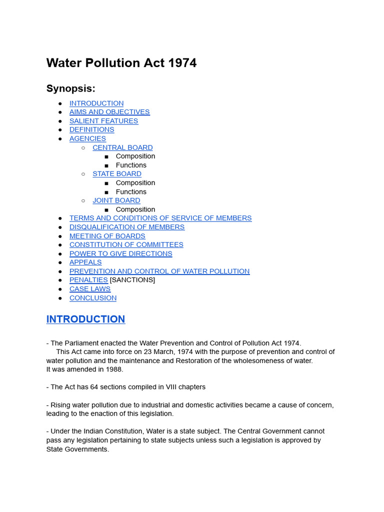 Overview of the Water Pollution Act 1974 | PDF | Effluent | Sewage