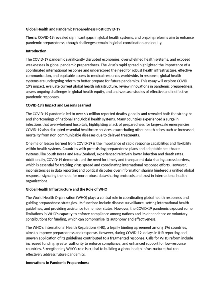 Enhancing Global Health Post-COVID-19 | PDF | Global Health | Pandemic