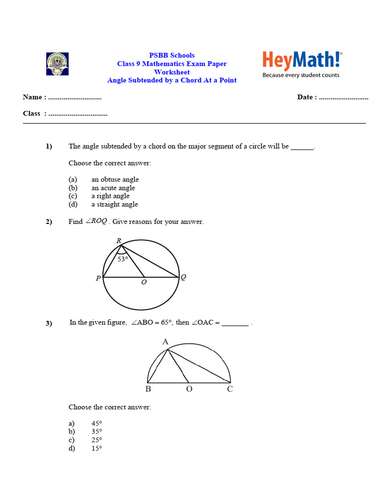 Class 9 Maths Circles 9.2